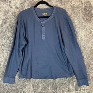 Tecovas Ranch Wear Shirt Mens Large Blue Henley Waffle Knit Longsleeve Western